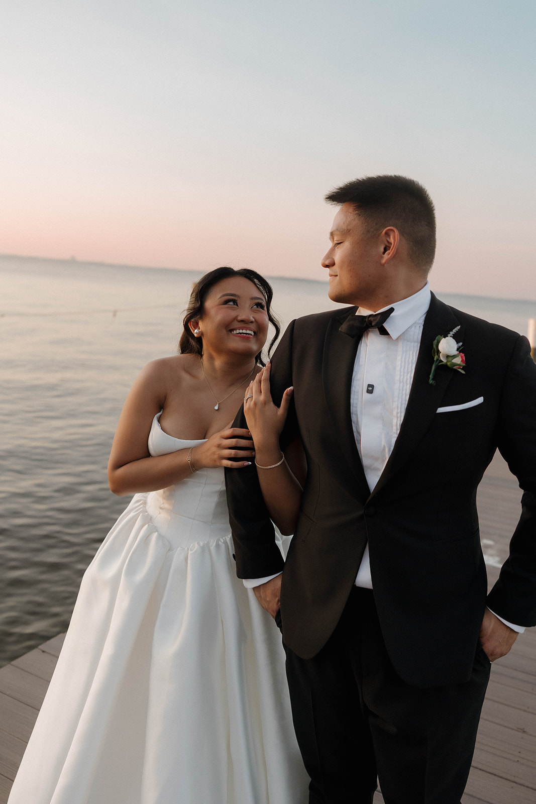 basque waist wedding dress