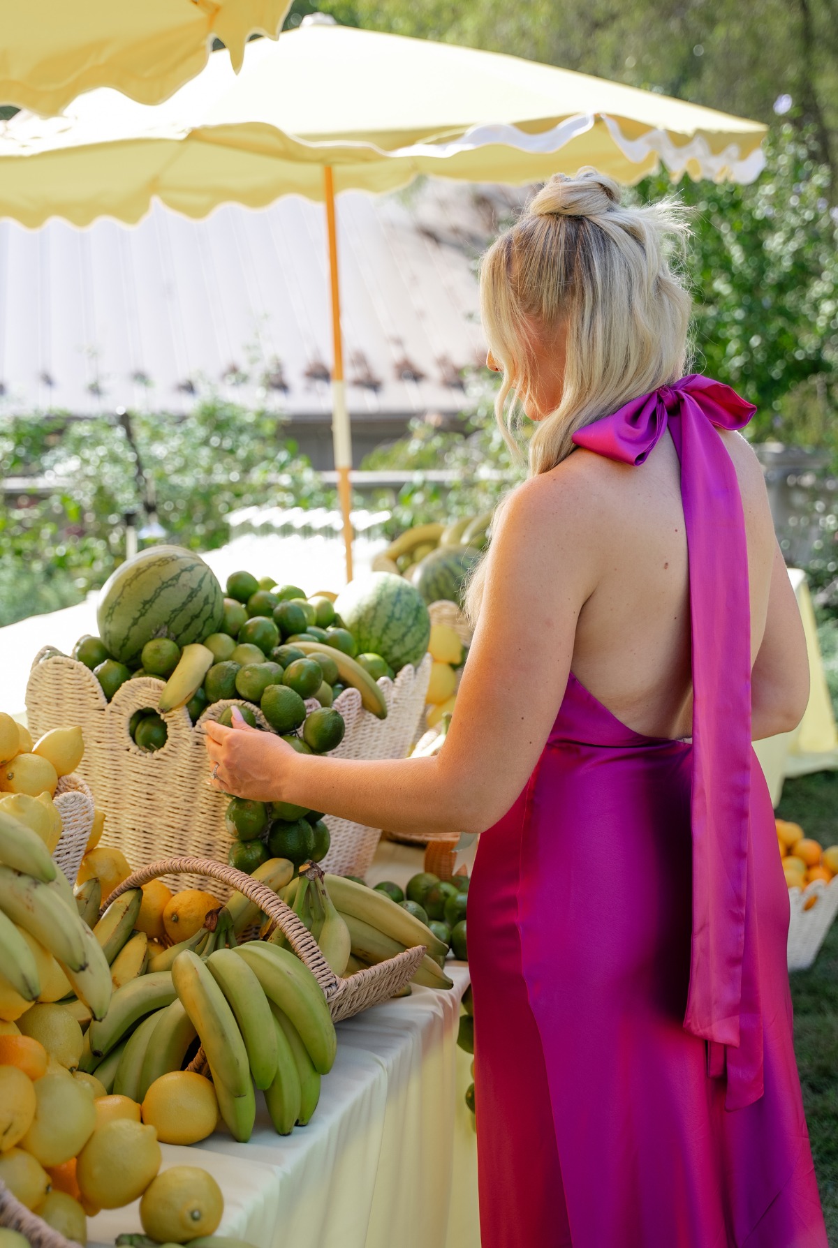 fruit stand during cocktail hour at wedding