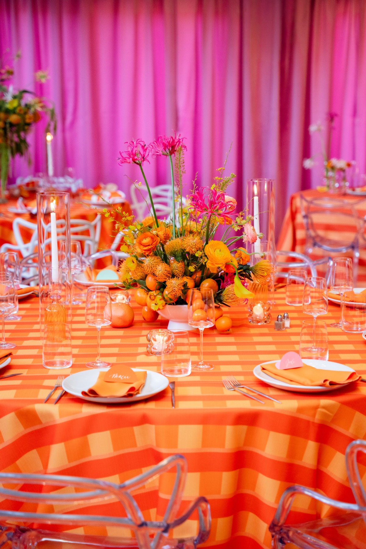 orange wedding tablescape