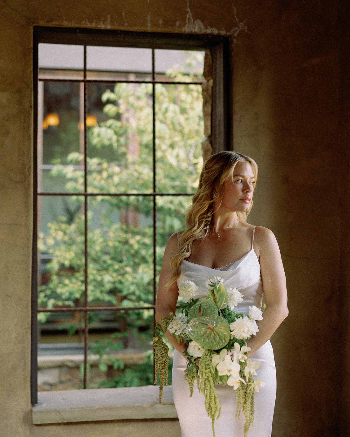 green and white tropical bouquet