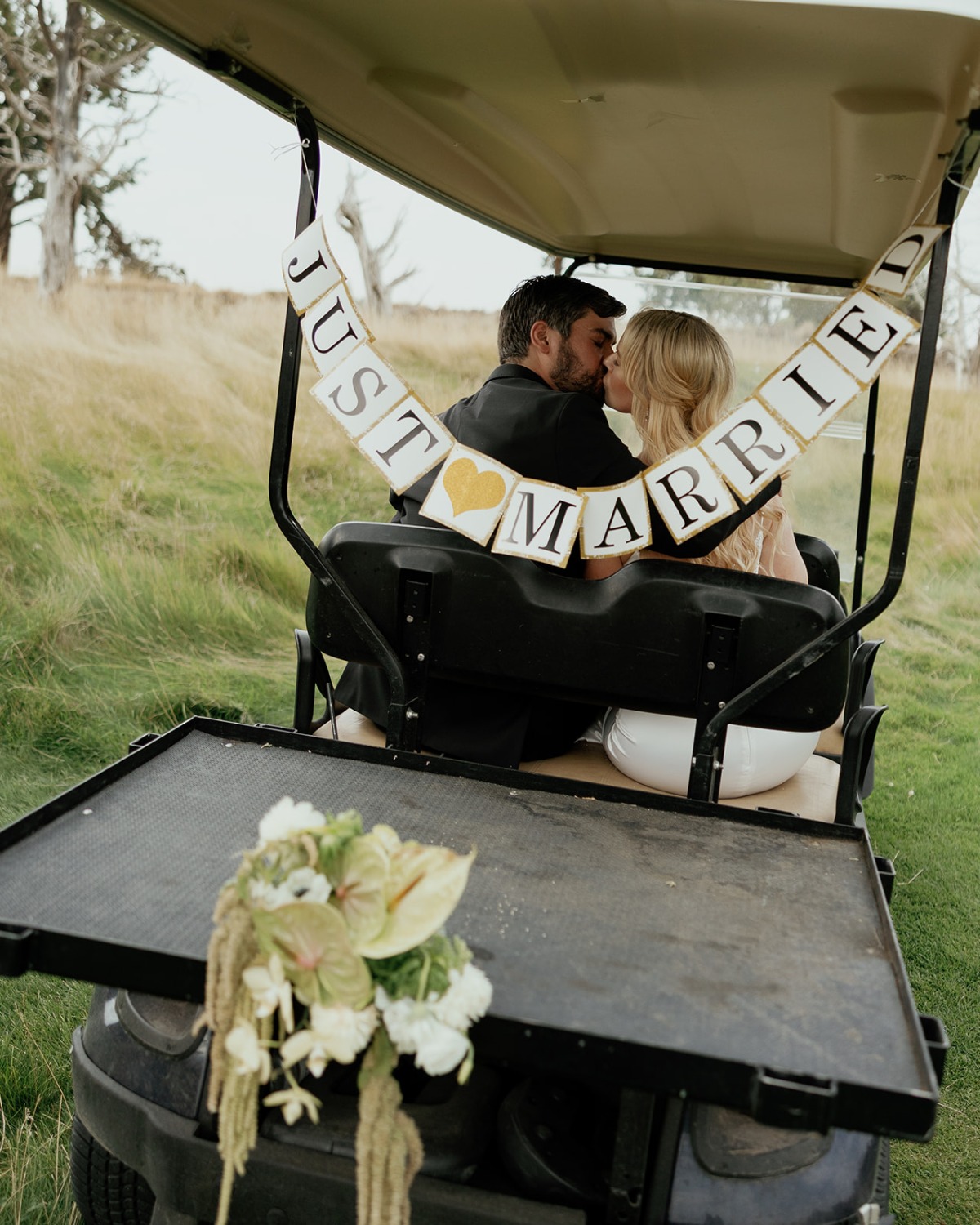 just married golf cart