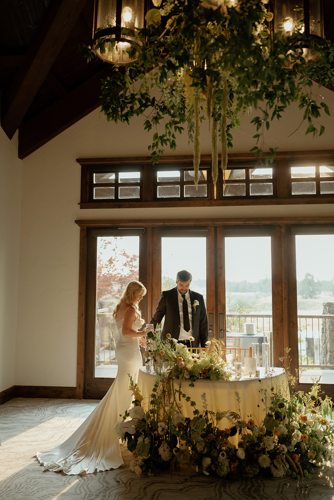 greenery and white anemone centerpieces