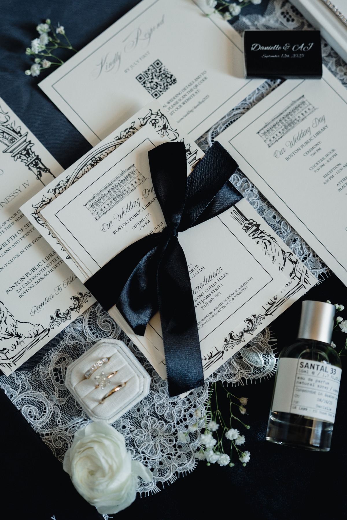 black and white custom invitations