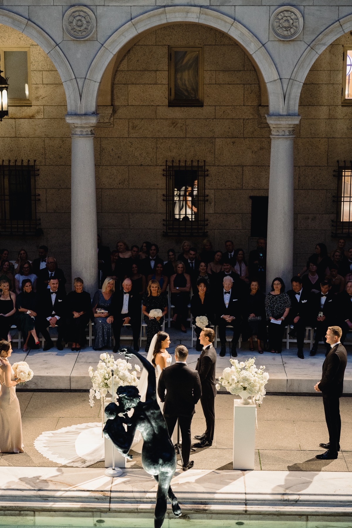 library courtyard wedding ceremony