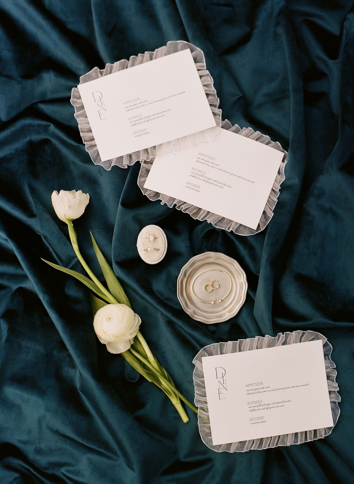ruffled menu for wedding