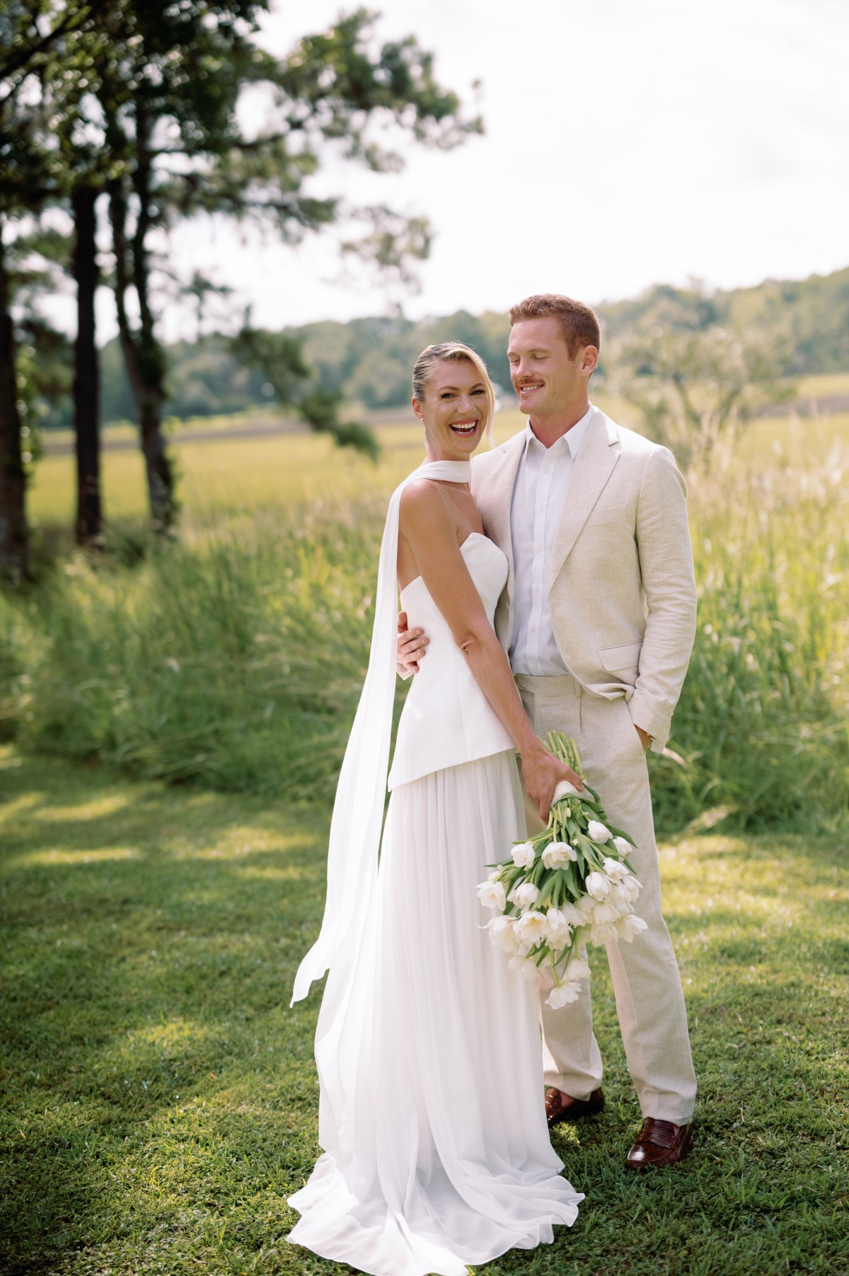 two piece wedding dress with scarf