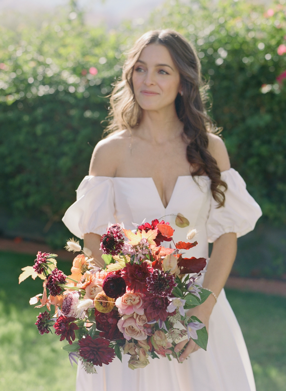 V-neck wedding gown