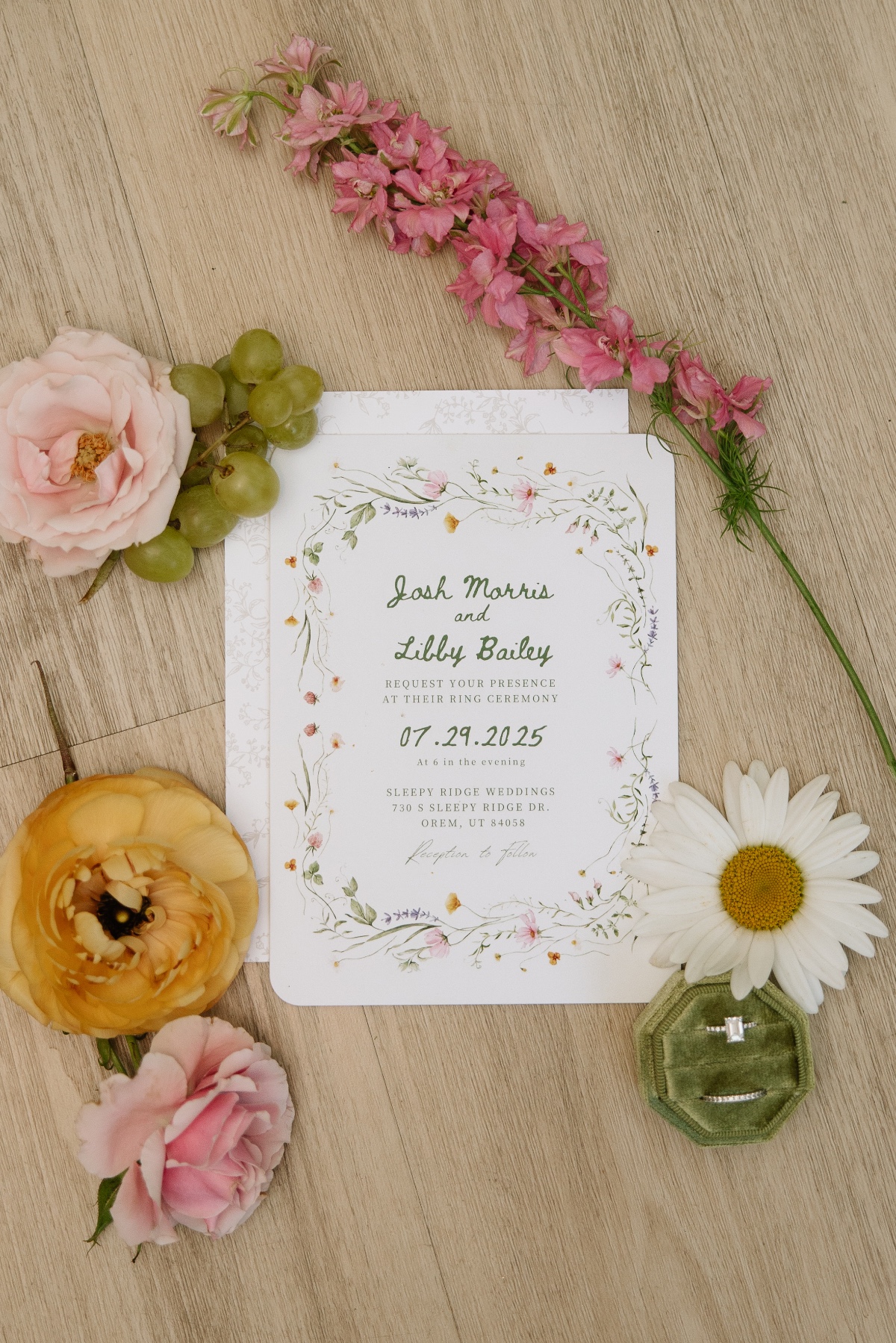 simple wildflower wedding invitations