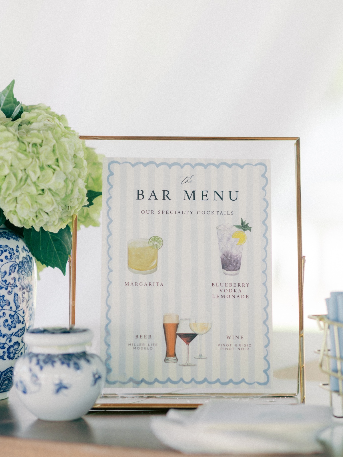 printed bar menu