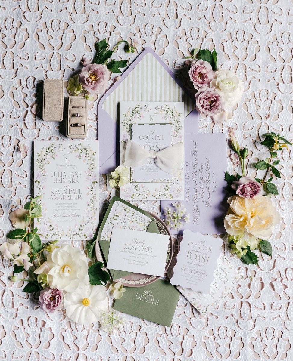lavender and sage wedding invitation suite