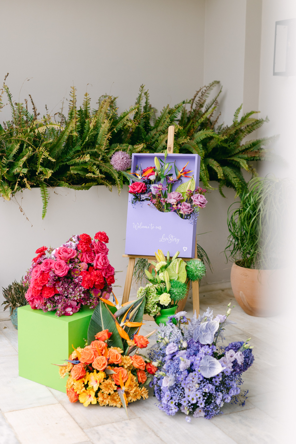 colorful wedding sign