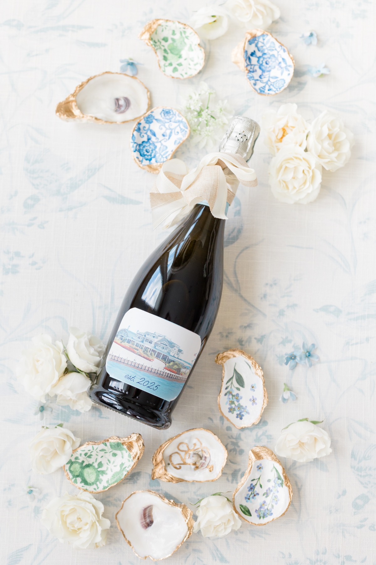 custom painted wine bottle for wedding