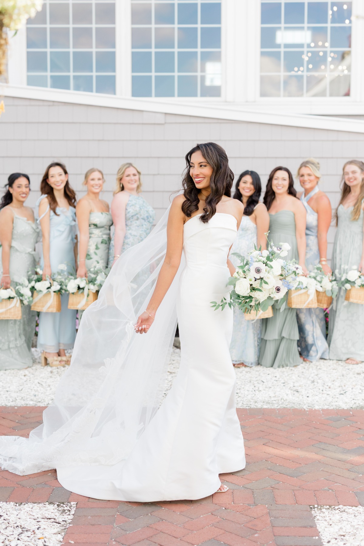 sage and blue bridesmaid dresses