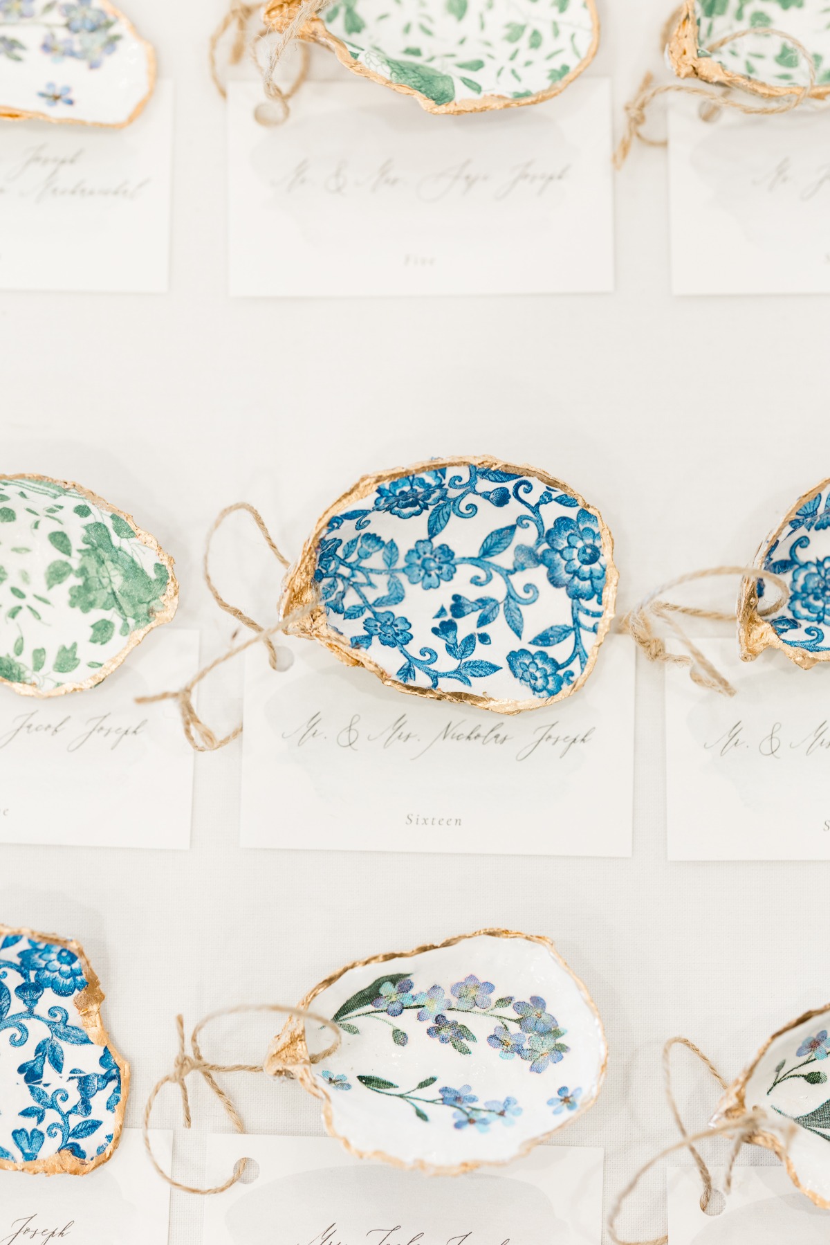 diy oyster shell place cards for wedding