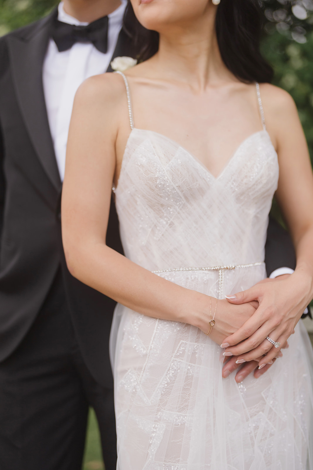 beaded tulle and lace wedding dress