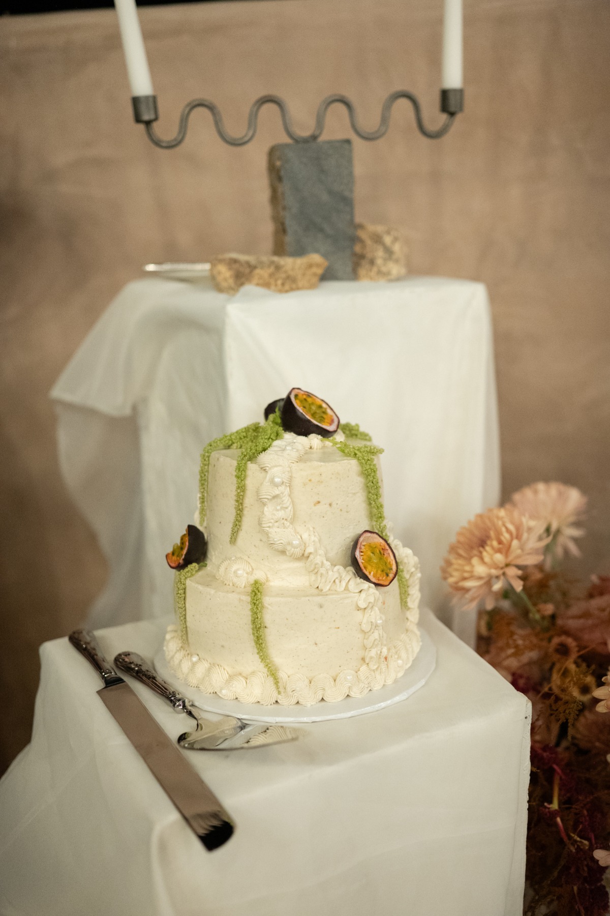 modern passion fruit wedding cake