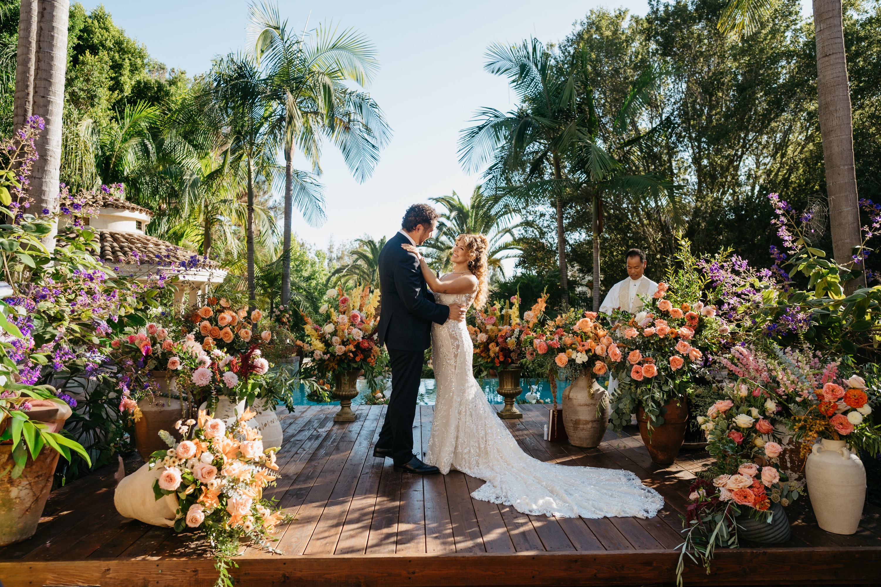 poolside wedding ceremony