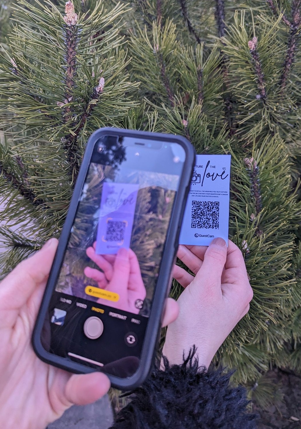 iphone taking photo of qr code