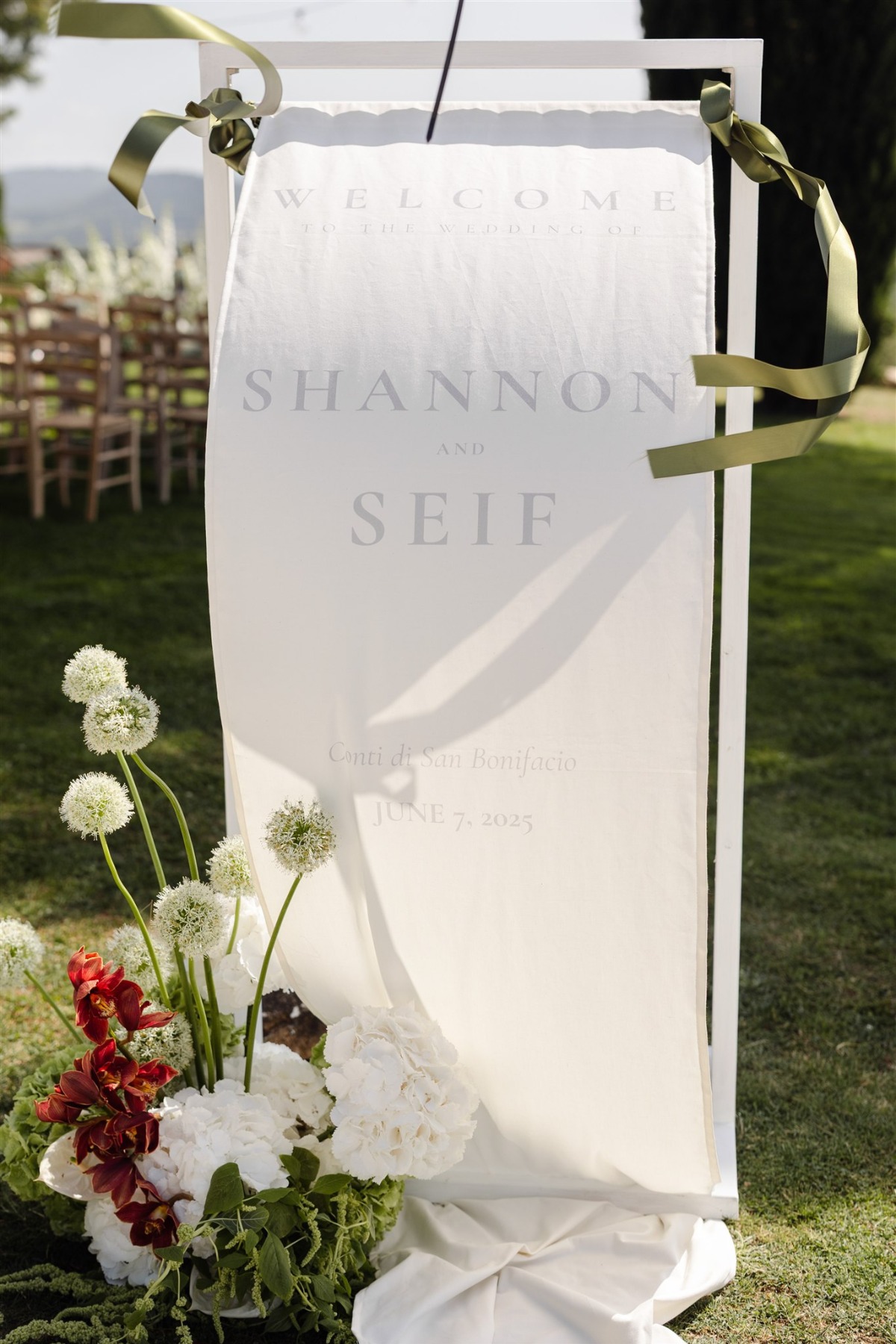 fabric wedding welcome sign