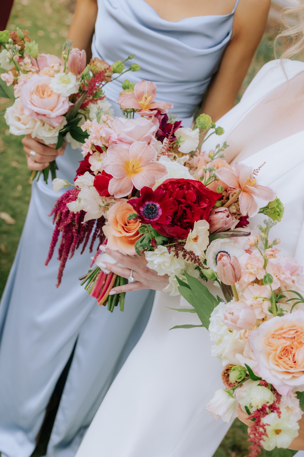 pink and burgundy bouquets