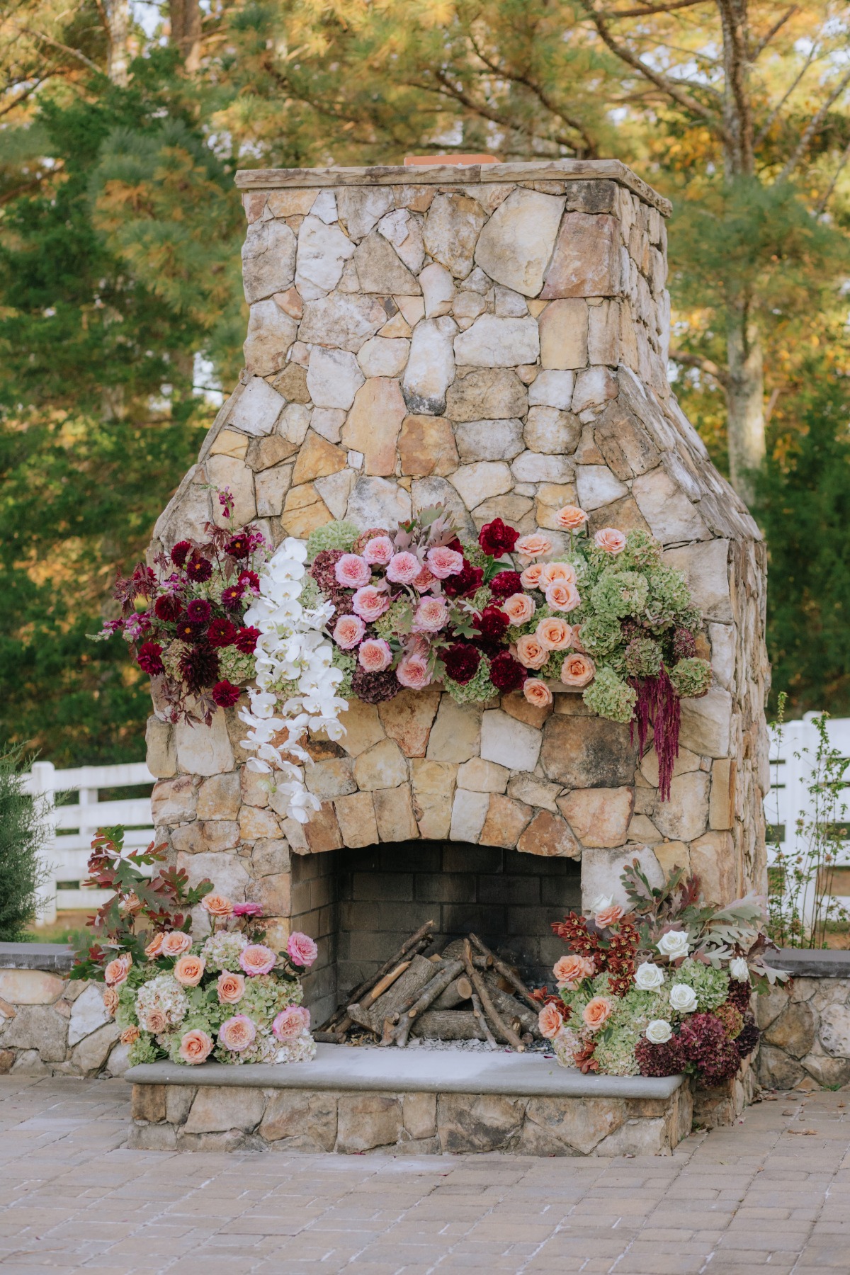 fireplace floral installation
