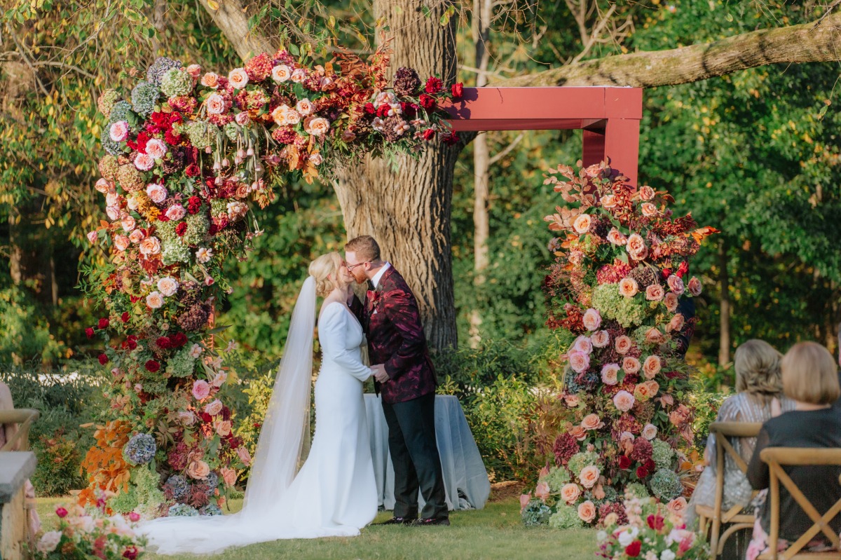oxblood floral arch