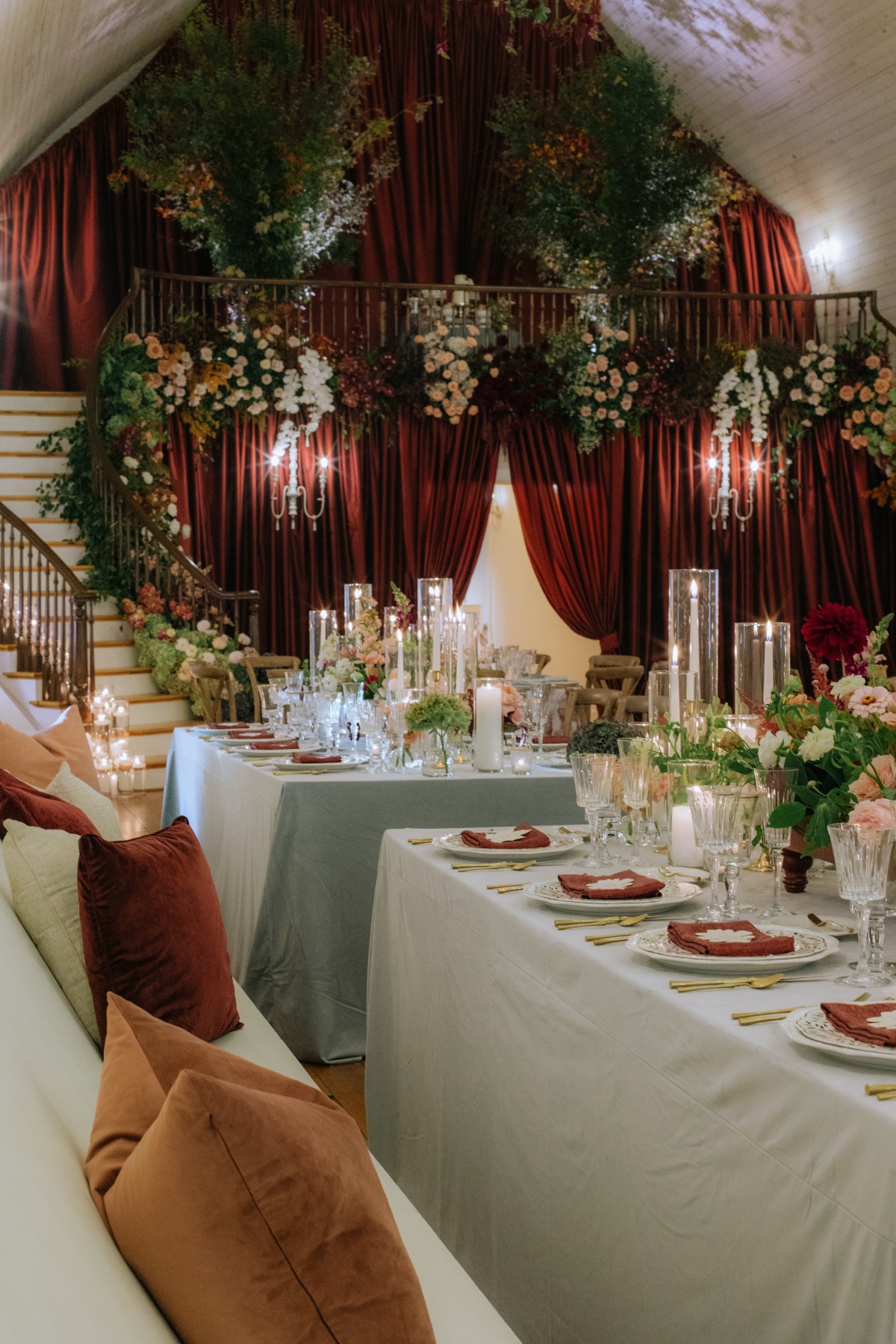 oxblood blue and white color palette