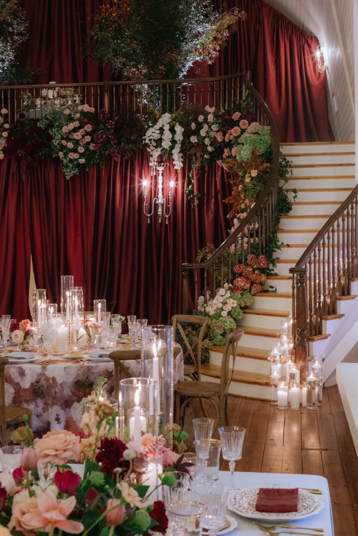 staircase floral installation