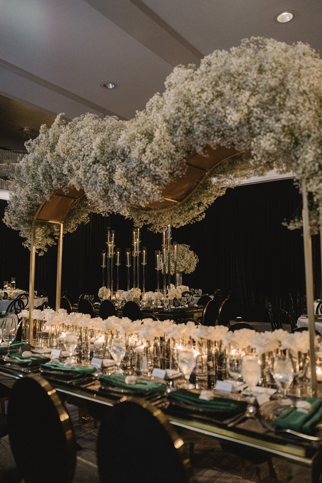 babys breath floral canopy for wedding reception