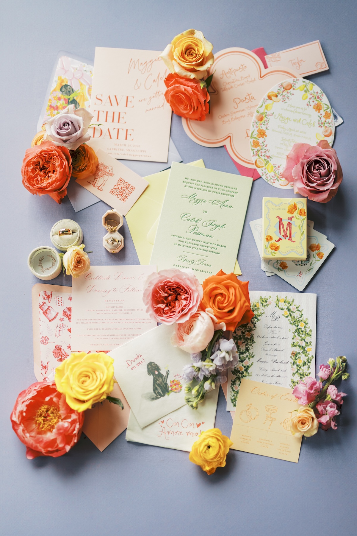 citrus wedding invitation suite