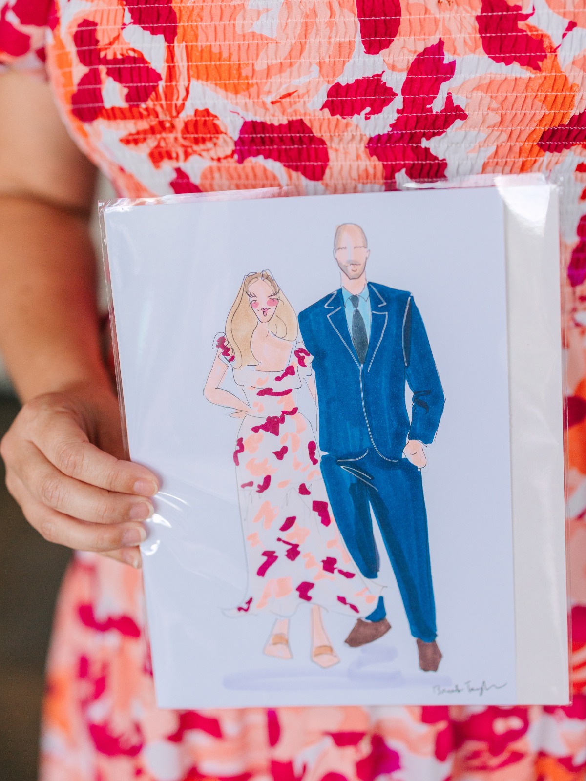 live fashion illustration at wedding