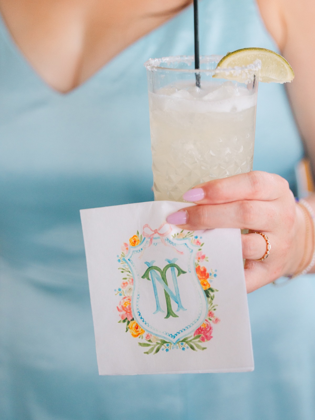 watercolor monogrammed printed napkins