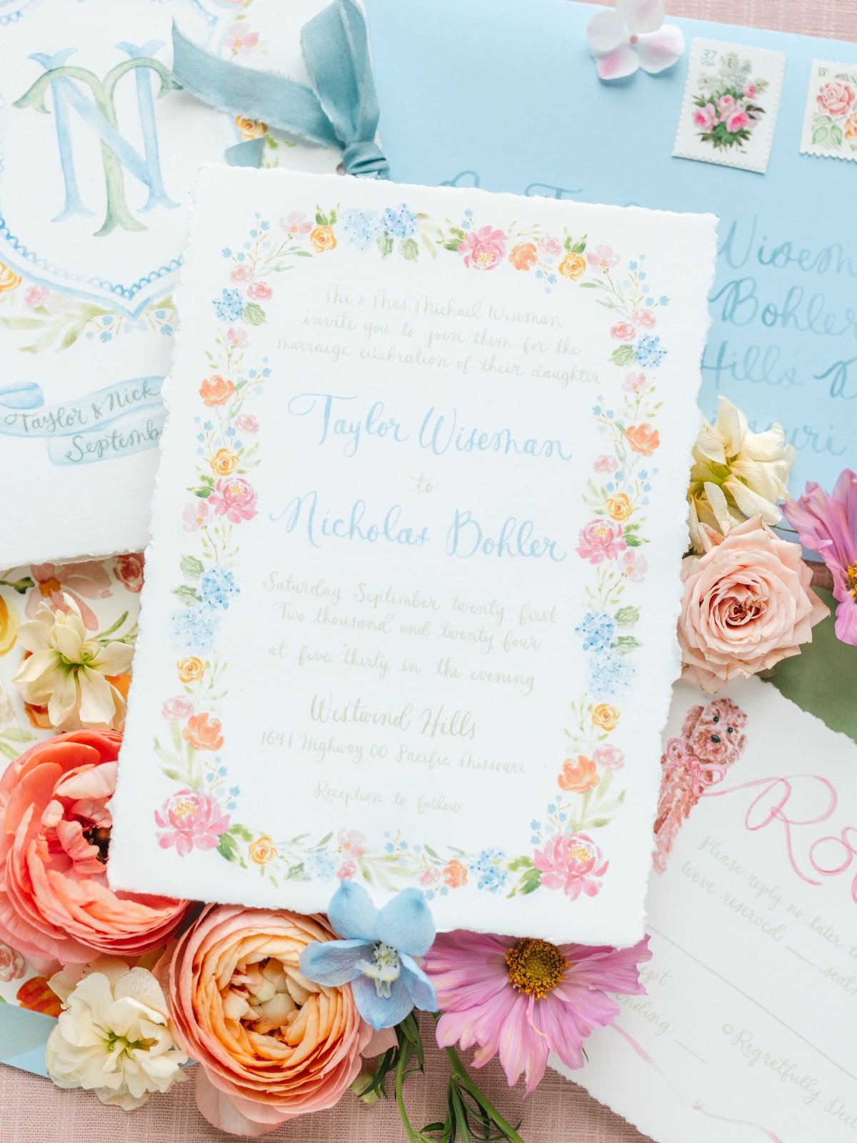 watercolor calligraphy for wedding invitations