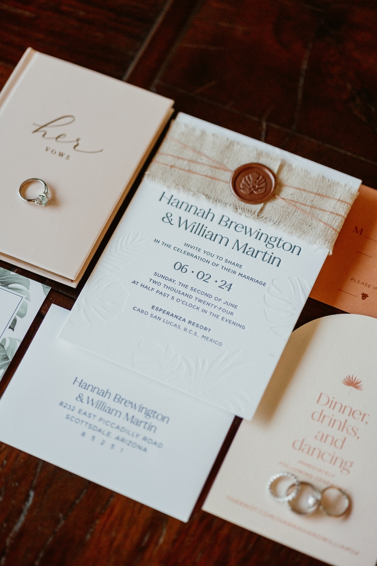 textured neutral invitation suite