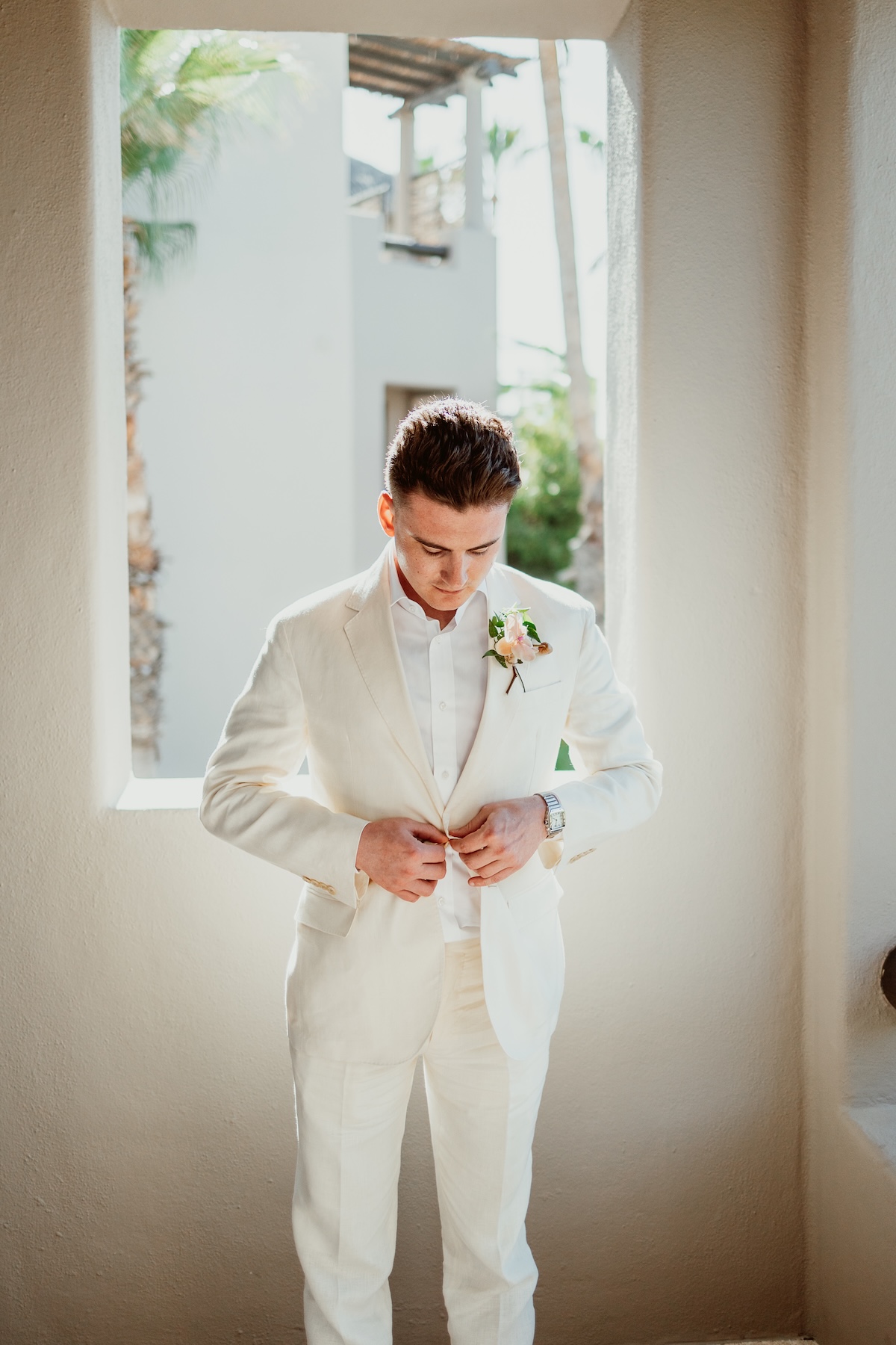 off-white wedding suit