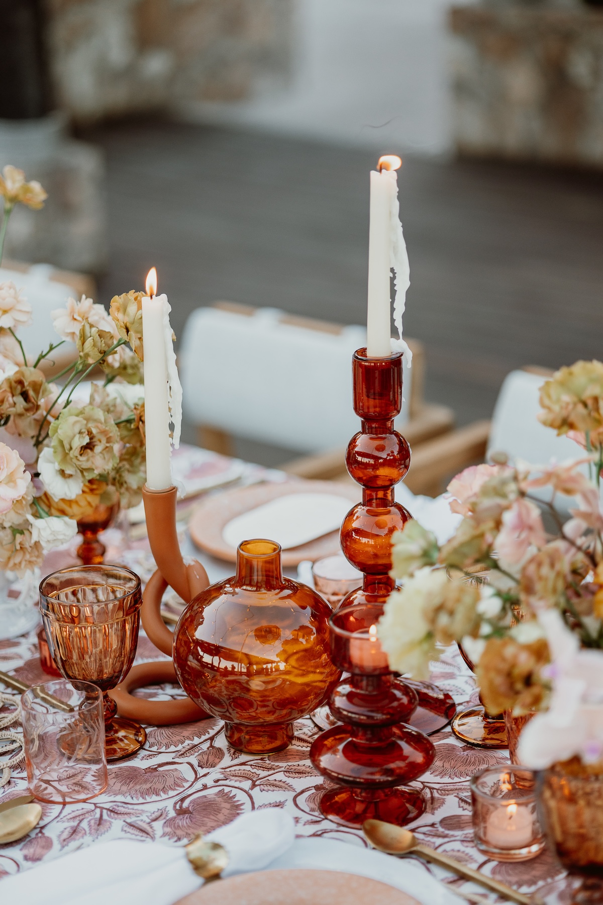 amber glass vases
