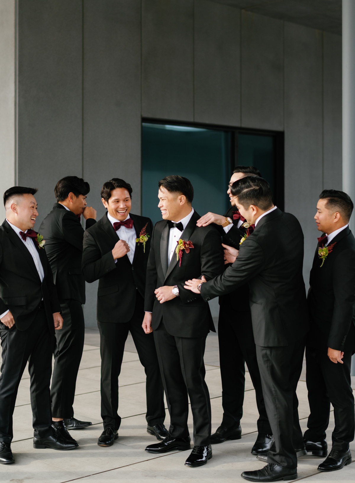 burgundy and chartreuse boutonniere