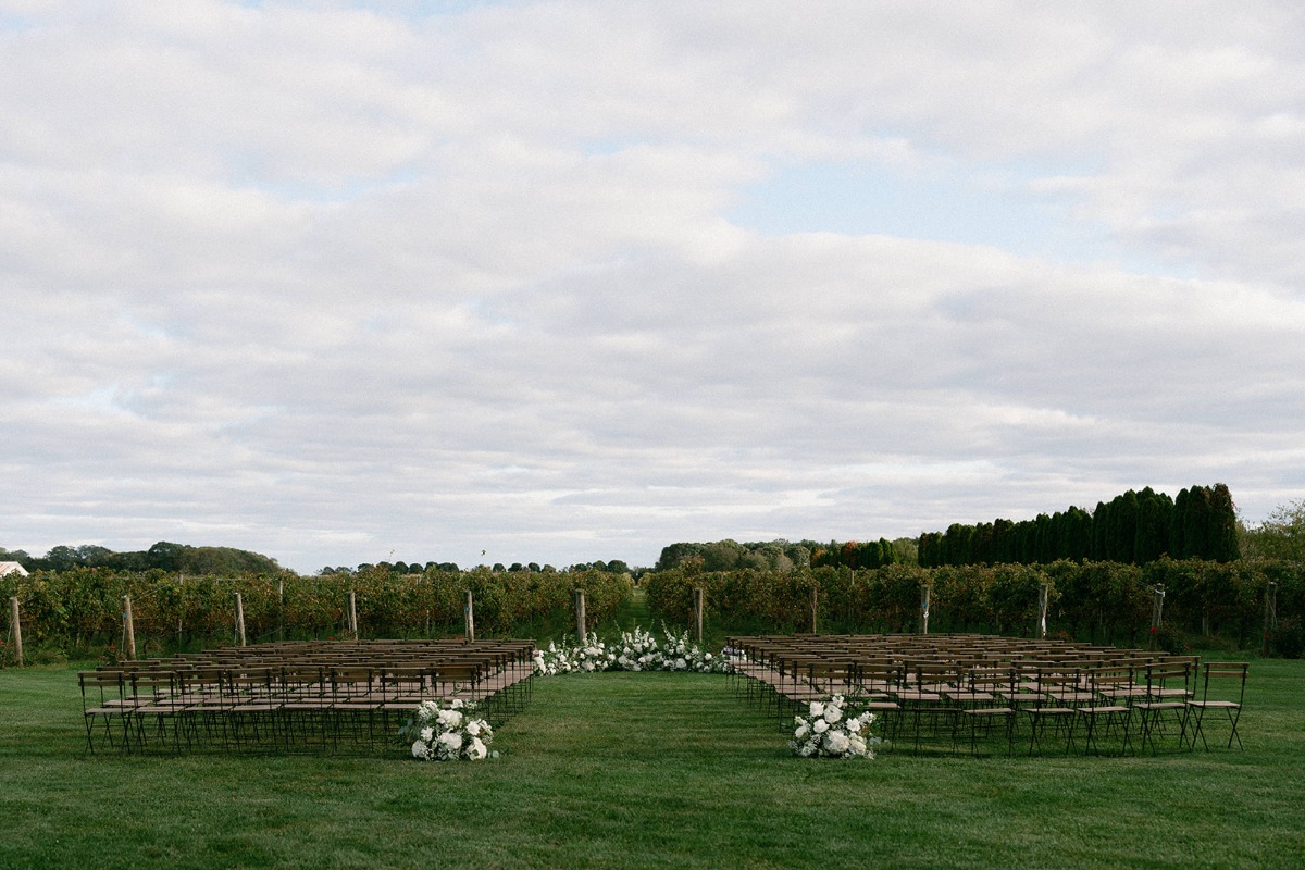 outdoor wedding ceremony setup at vineyard