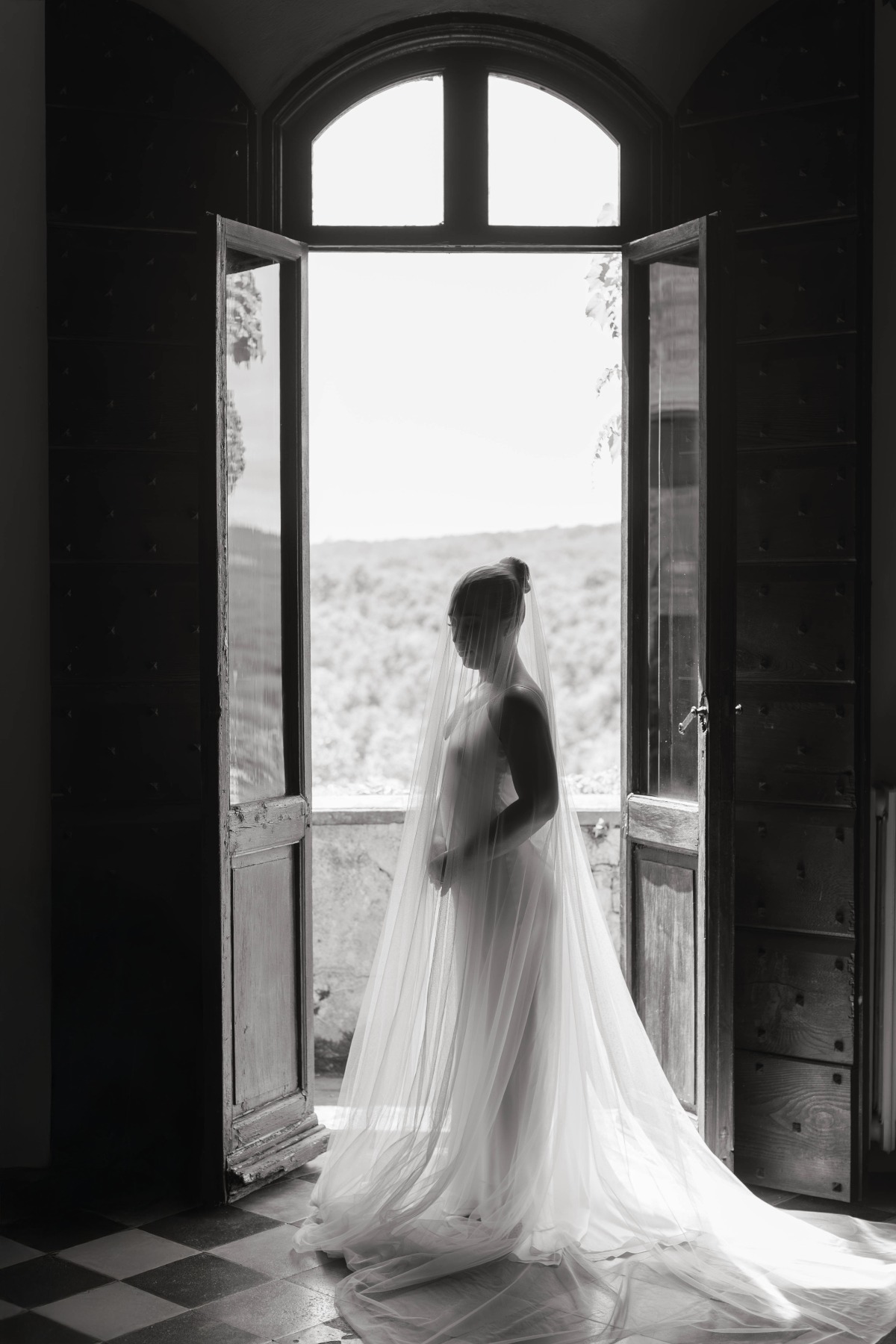 bride getting ready in a castle