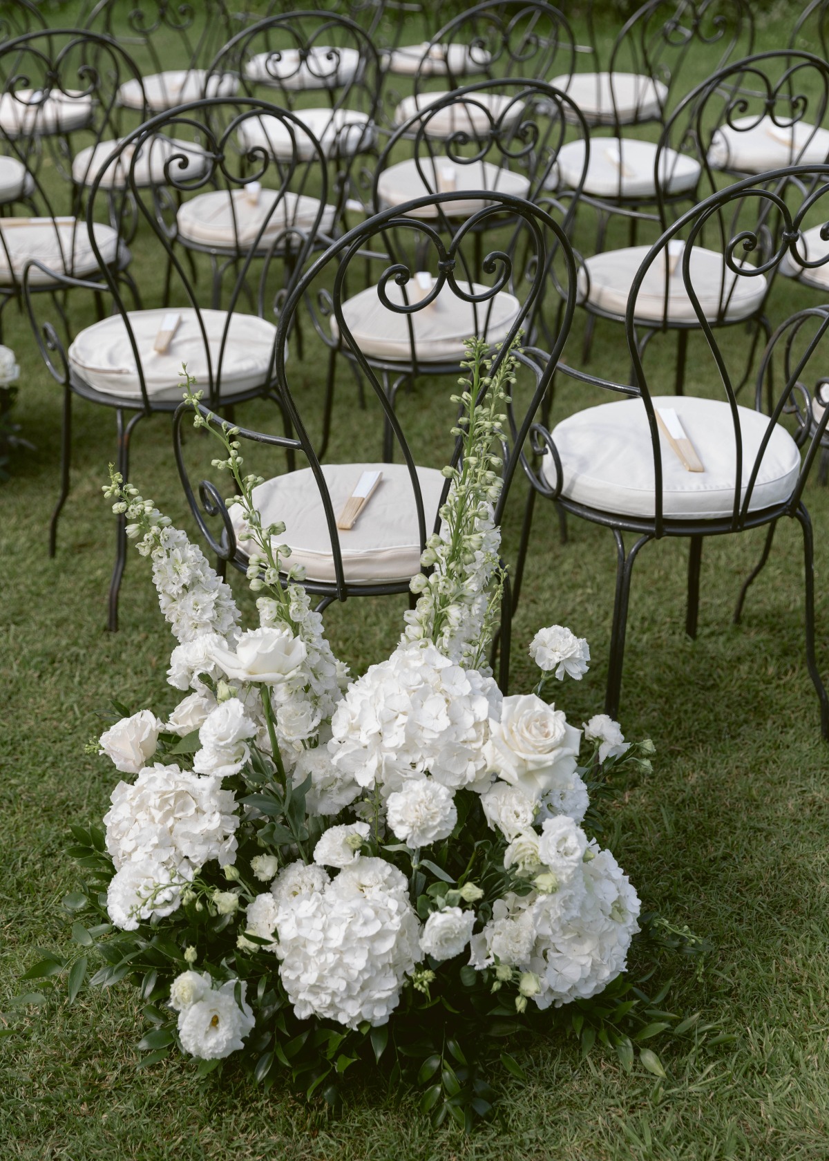 metal chairs for garden wedding ceremony