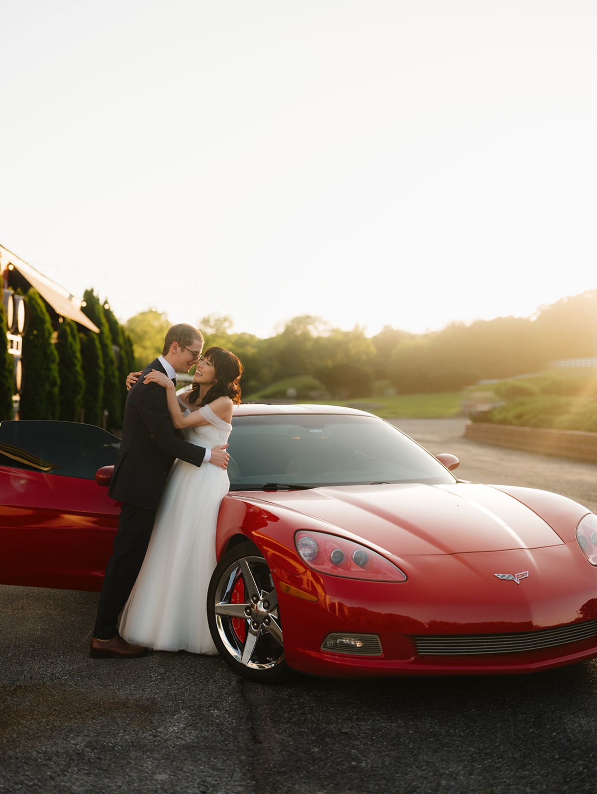 red corvette getaway car for wedding