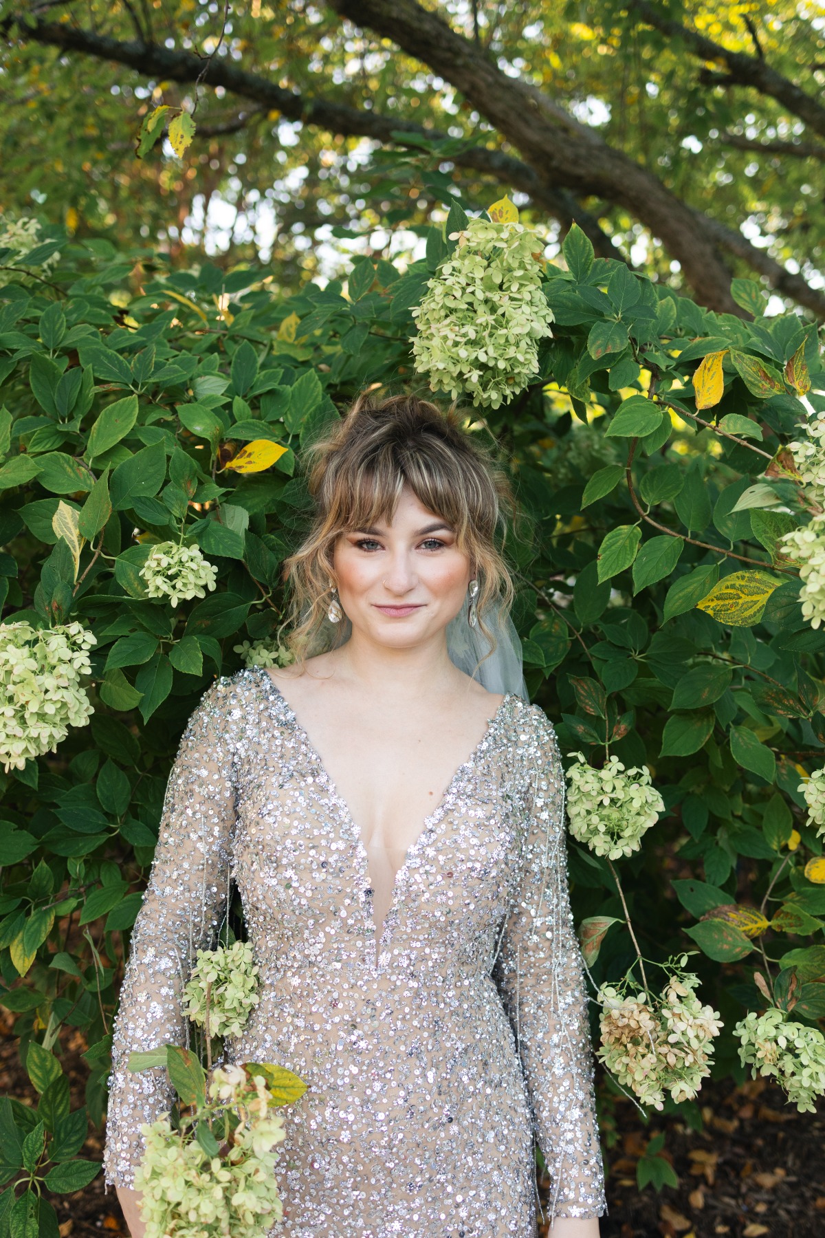 silver beaded and sequin wedding dress