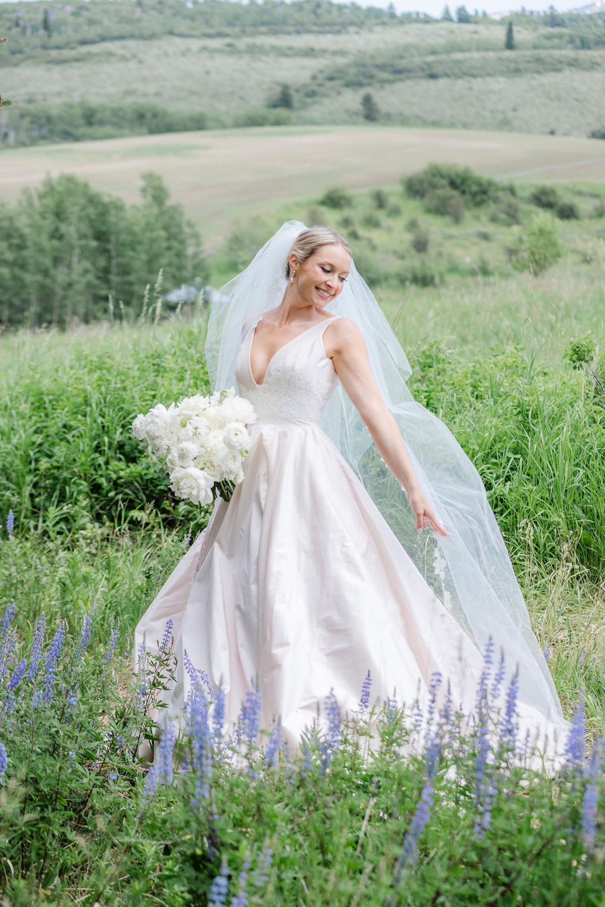 bride in a lavender field