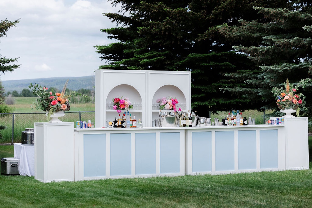 custom blue and white bar for wedding