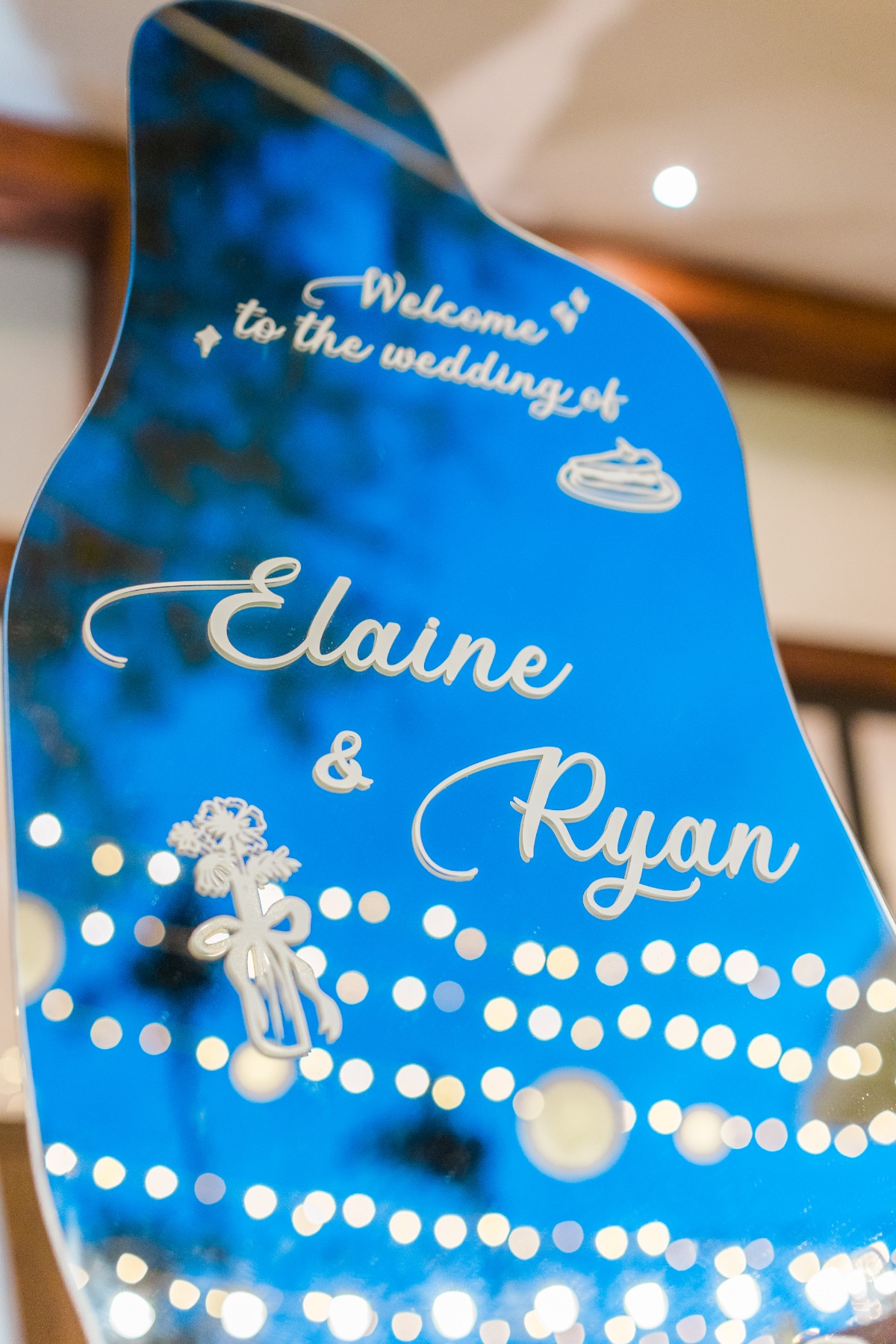 mirrored wedding welcome sign
