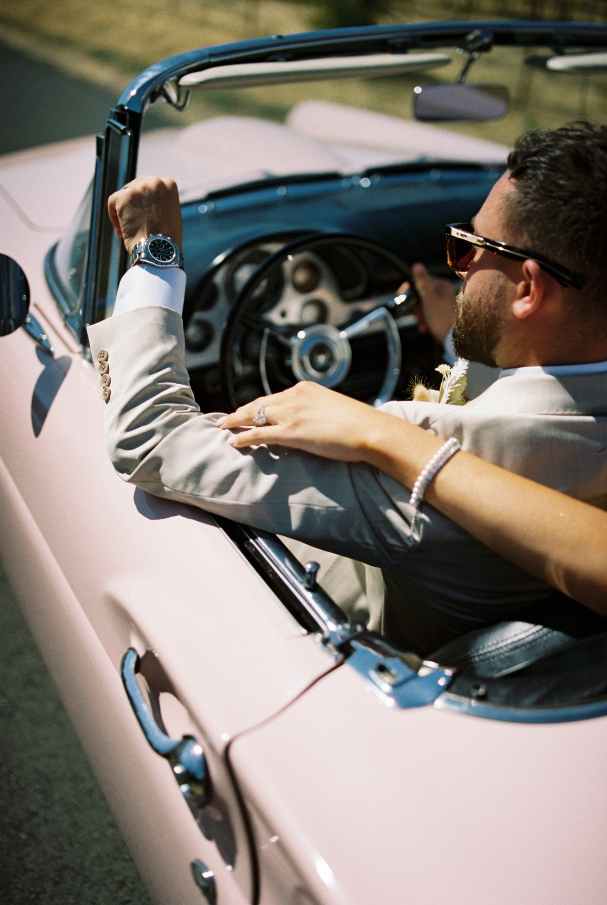 pink vintage car rental in napa