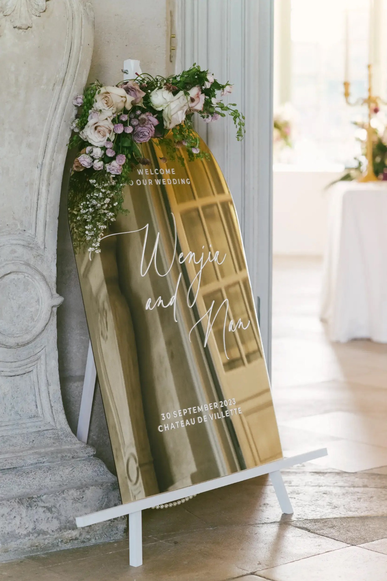 monique paper art acrylic mirror wedding welcome sign