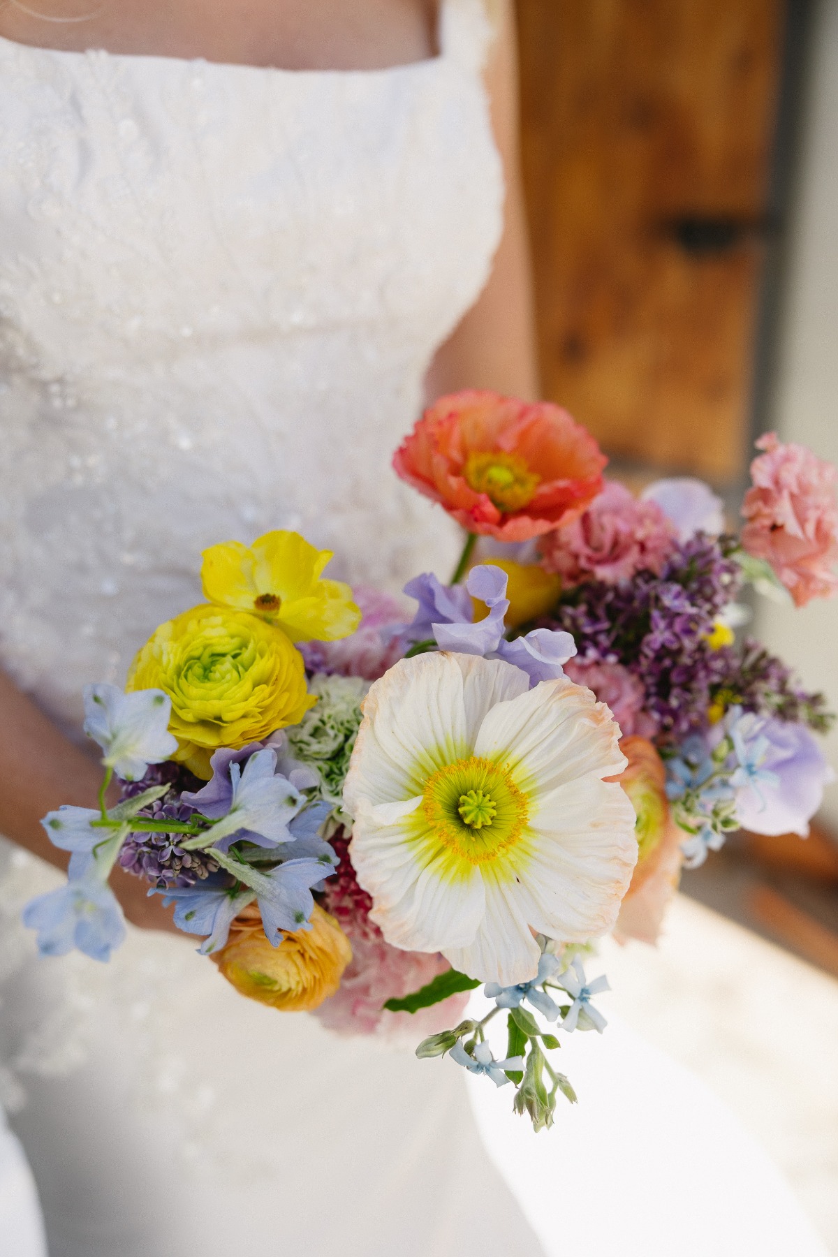 vibrant pastel bridal bouquet