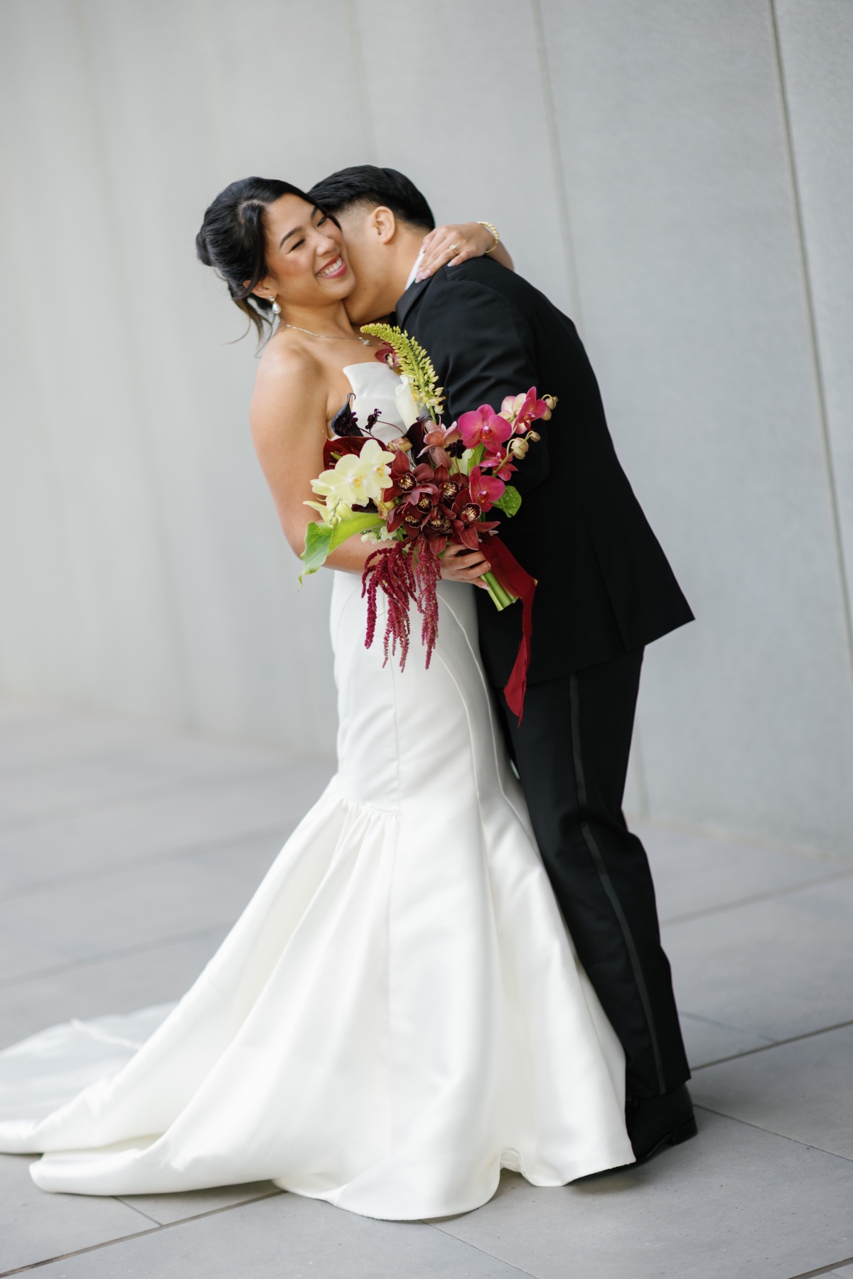 burgundy and chartreuse bouquet