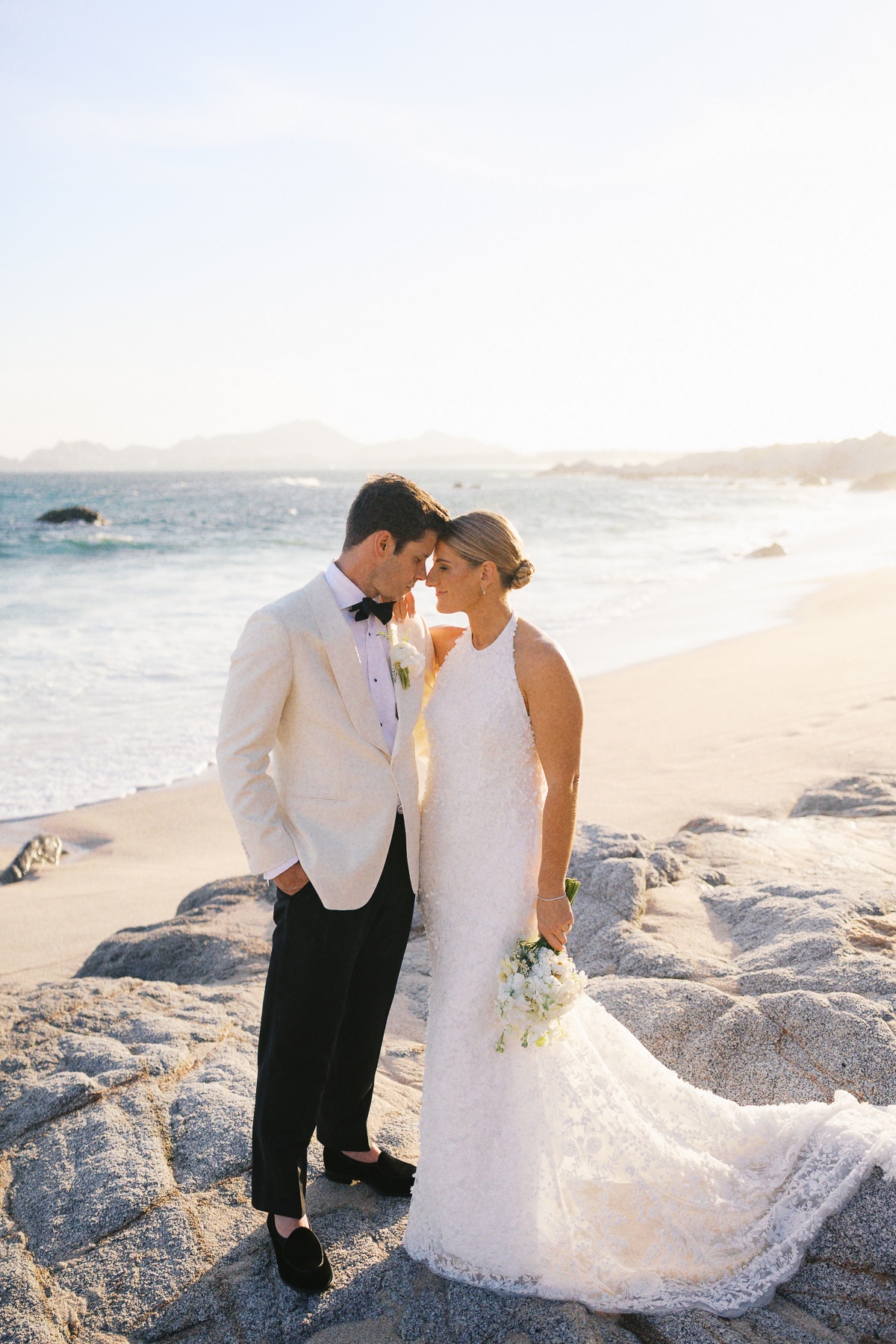 lace halter wedding dress with 3d flowers
